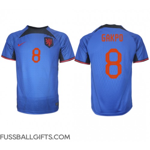 Niederlande Cody Gakpo #8 Fußballbekleidung Auswärtstrikot WM 2022 Kurzarm